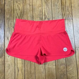 Roxy Red Board Shorts Womens Swim Surf Dolphin Hem Drawstring Waistband